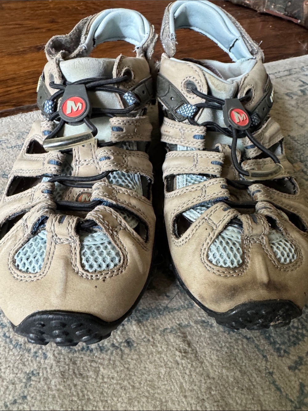 Merrell Beige and Light Blue Outdoor Hybrid Sandals